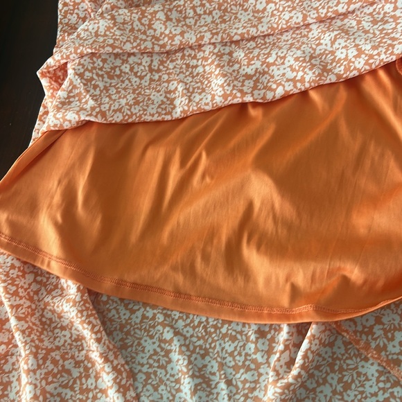 Sienna Sky Ditsy Floral V Neck Flutter Sleeve Orange/White Summer Midi Dress - Picture 9 of 16